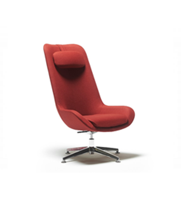 TNA01-C - Tina high back lounge chair with headrest on polished aluminium base