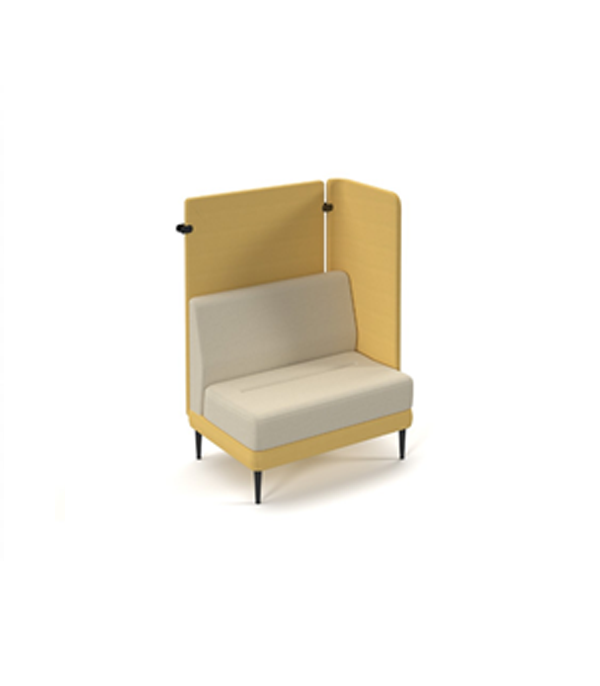 TR-HB1-LW-NA - Trinity high back single left hand modular sofa with no arms, soft cushioned seat with steel leg frames and optional integrated power - made to order