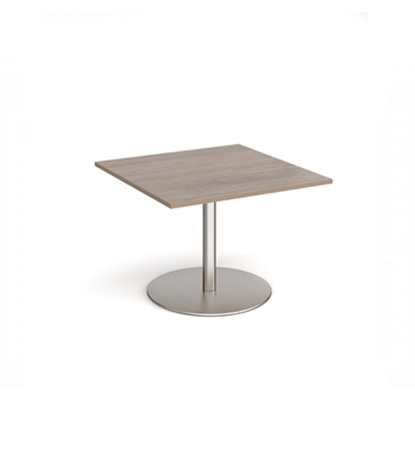 Eternal square extension table 1000mm x 1000mm - brushed steel base, Barcelona walnut top