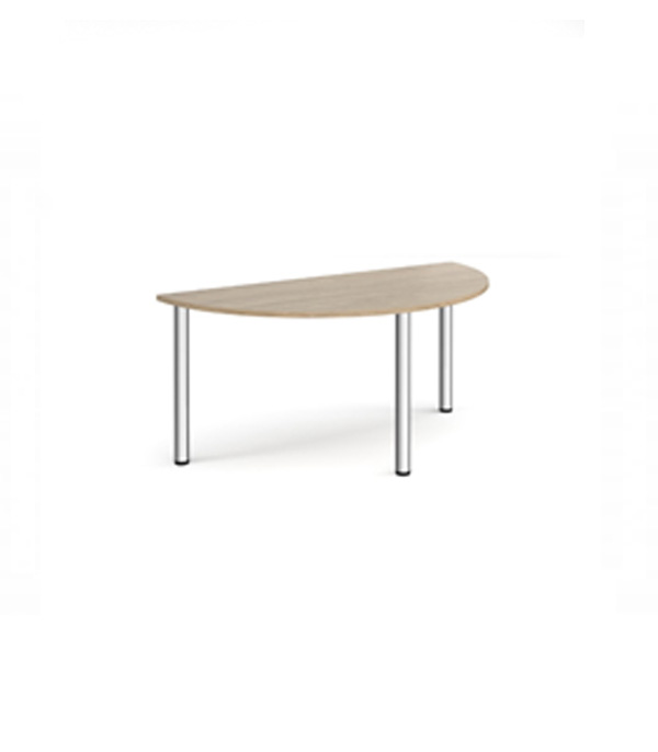 Semi circular chrome radial leg meeting table 1600mm x 800mm - Barcelona walnut