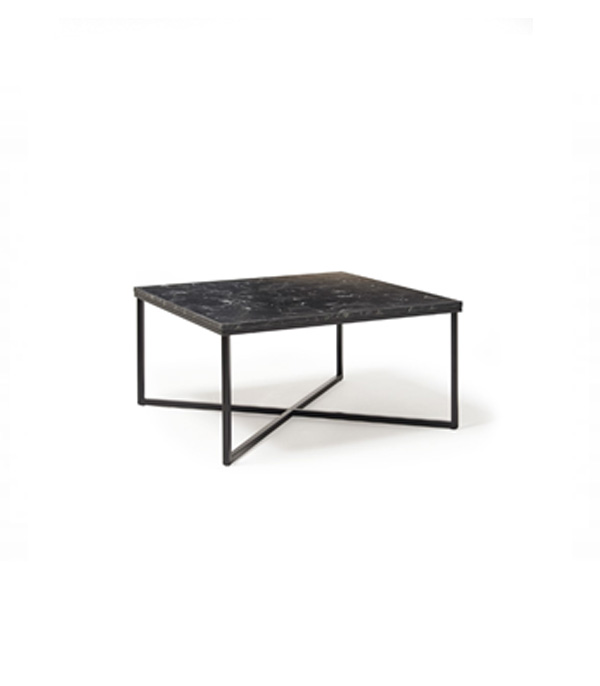Siena large square coffee table with a black steel frame and Lotus wood top